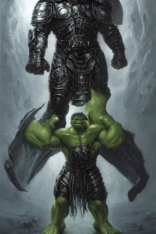 Image similar to full body concept art of Hulk wearing knight templar armor made with porcelain by Jeff Easley and Peter Elson + beautiful eyes, beautiful face + symmetry face + galaxy + gothic, surreal, dread + highly detailed, intricate complexity, epic composition, magical atmosphere + masterpiece, award winning + trending on artstation