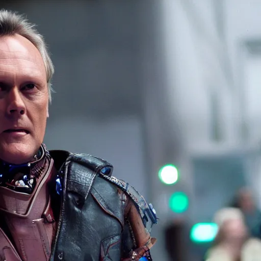 Image similar to Anthony Head as Cyberpunk Uther