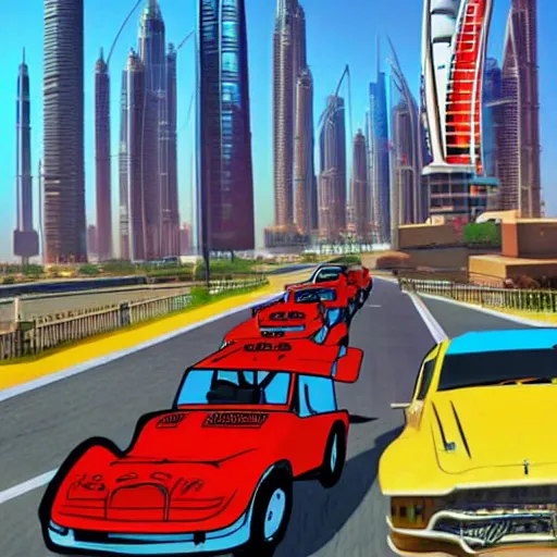 Image similar to gta : dubai by dr. seuss