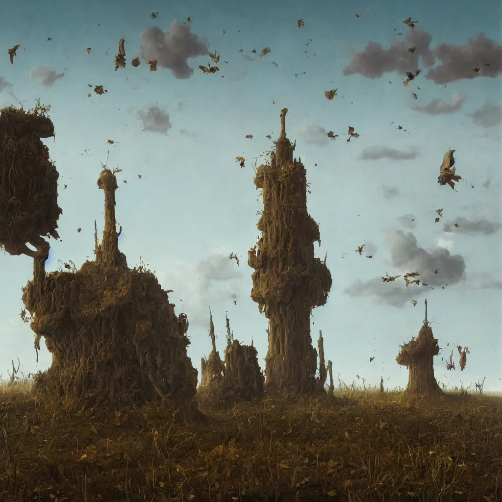 Prompt: a single colorful!! simple! fungus tower clear empty sky, a high contrast!! ultradetailed photorealistic painting by franz sedlacek, jan van eyck, simon stalenhag, j scott campbell, hard lighting, masterpiece, png