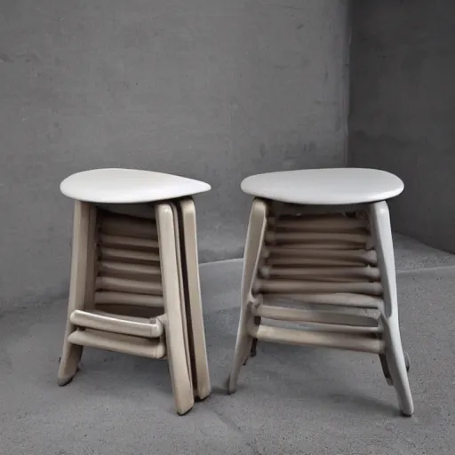 Prompt: the twins stool by tadao ando