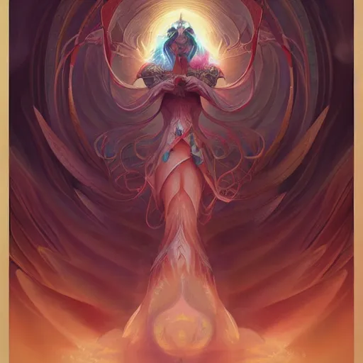 Image similar to a gorgeous emanation from angelarium, symmetry composition, by pete mohrbacher and artgerm and wlop, digital art, highly detailed, intricate, fantasy, mystical, Trending on Artstation HQ, deviantart, unreal engine, 4K UHD image