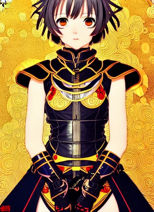 Image similar to ilya kuvshinov anime knight girl in ornate armor, last exile, murata range, fine detail, perfect anime face, dramatic lighting, dynamic composition, gustav klimt, art deco, cel shading, vivid, rich texture, ( ( ( yoshinari yoh ) ) ), alphonse mucha, ( ( ( colorful ) ) ),