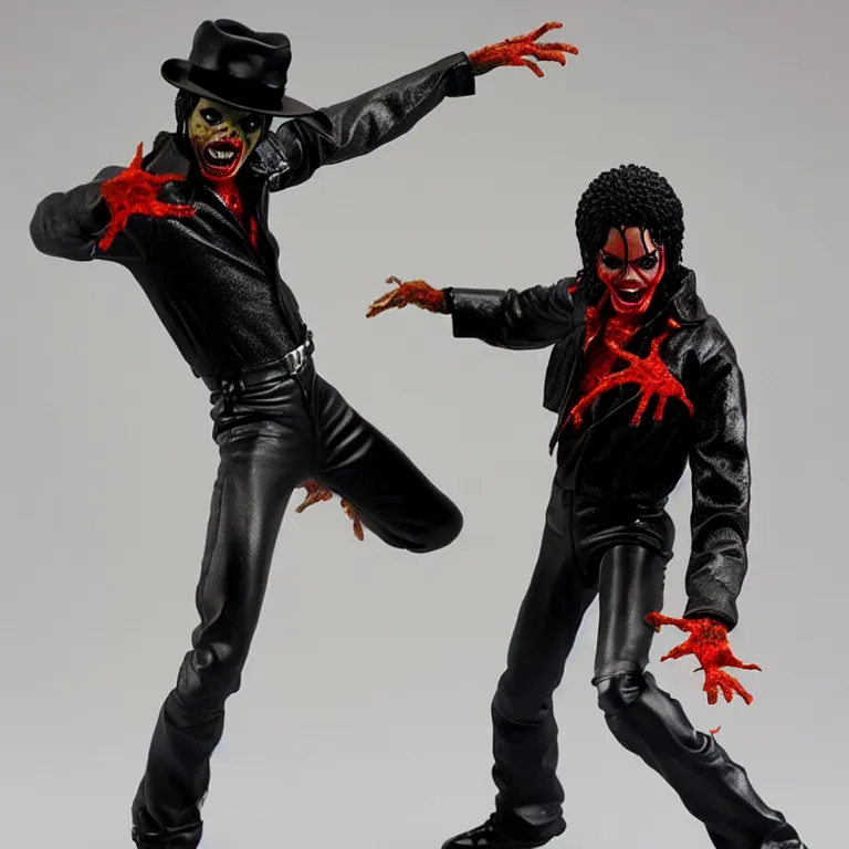 Image similar to michael jackson thriller toy statue, dance pose, zombie, hdr, sideshow collectibles, high detail,