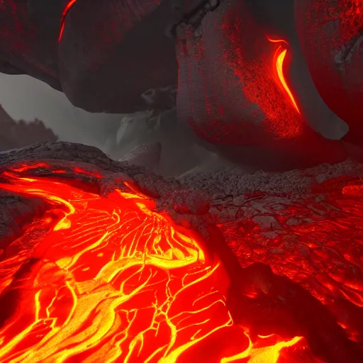 Image similar to molten core, melting, glowing magma, lava, unreal engine, highly detailed, epic