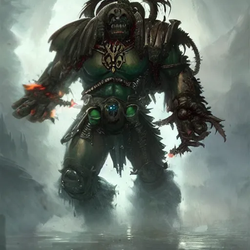 Image similar to Warhammer 40k battle orc, Magic the Gathering art, art by greg rutkowski, matte painting, trending on artstation, very detailed