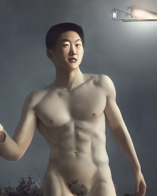 Image similar to justin sun as a god aphrodite, weta hyperrealism cinematic lighting and composition