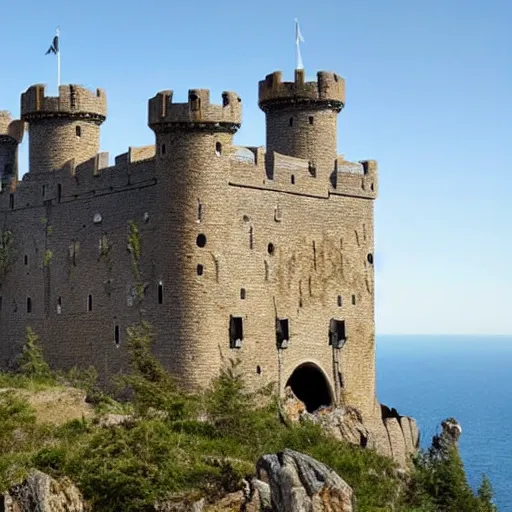 Prompt: an impenetrable fortress castle on a cliff