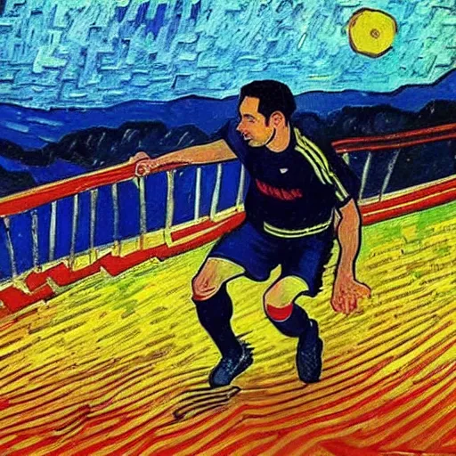 Image similar to HD painting of Xavi Hernandez by Van Gogh