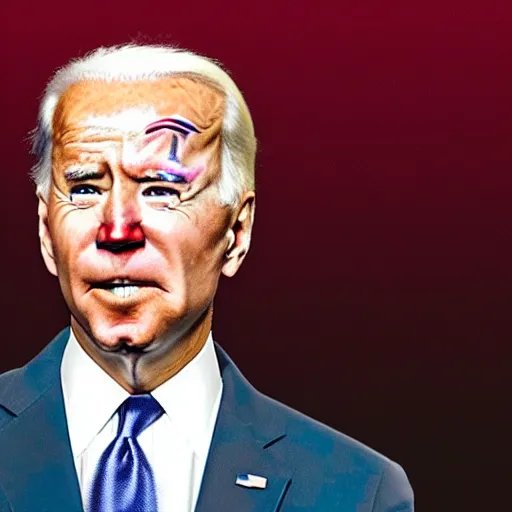 Image similar to Joe Biden with colorful clown makeup all over his face