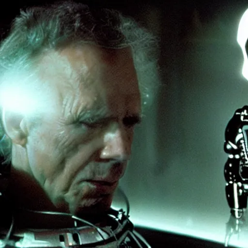 Image similar to movie still, 1 9 8 0 s, androids, hyperdetailed, by ridley scott and john carpenter, blue leds