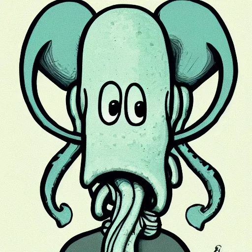 Image similar to squidward tentacles portrait