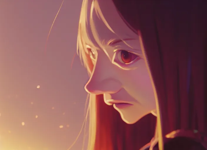 Image similar to a film still portrait of amanda seyfried as fried chicken, finely detailed features, closeup of face, cinematic lighting, perfect art, night cyberpunk city, intricate, anime, gapmoe grimdark, artstation, trending on pixiv fanbox, painted by greg rutkowski makoto shinkai takashi takeuchi studio ghibli, akihiko yoshida, 4 k