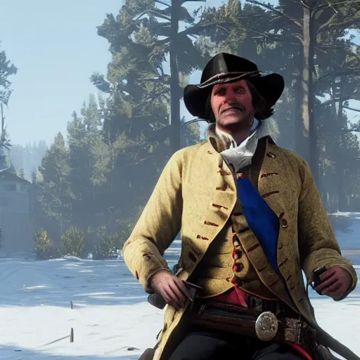 Prompt: george washington in red dead redemption 2