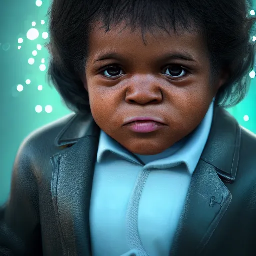 Image similar to james brown baby, splash art, detailed face, photorealistic facial features, cinematic lighting, dramatic, octane render, long lens, shallow depth of field, bokeh, anamorphic lens flare, hyper detailed, 3 5 mm film grain