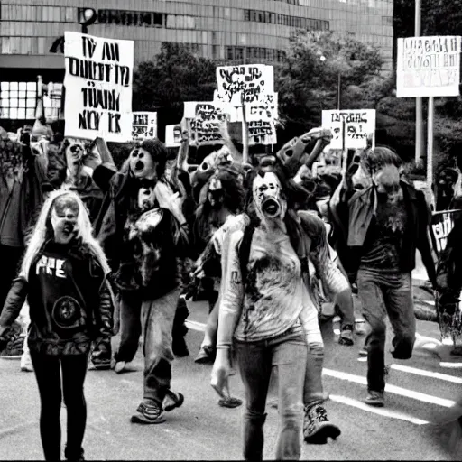 Prompt: zombie protest for zombie rights zombie rights zombie rights 3 5 mm