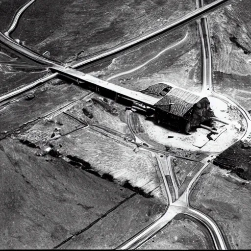 Prompt: An aerial view of a machine to terraform the Earth after destruction in the style of Robert Doisneau