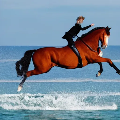 Prompt: a horse prancing in the ocean, cinematic shot