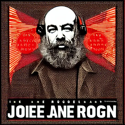 Prompt: the joe rogan podcast with karl marx and elon musk, intricate, highly detailed, digitial painting, art by shepard fairey