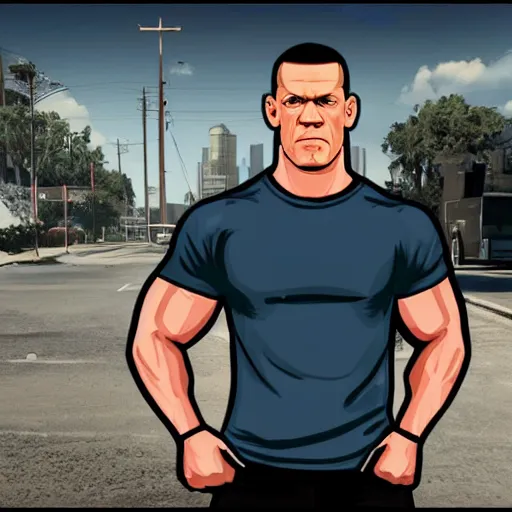 Image similar to john cena in a gta loading screen