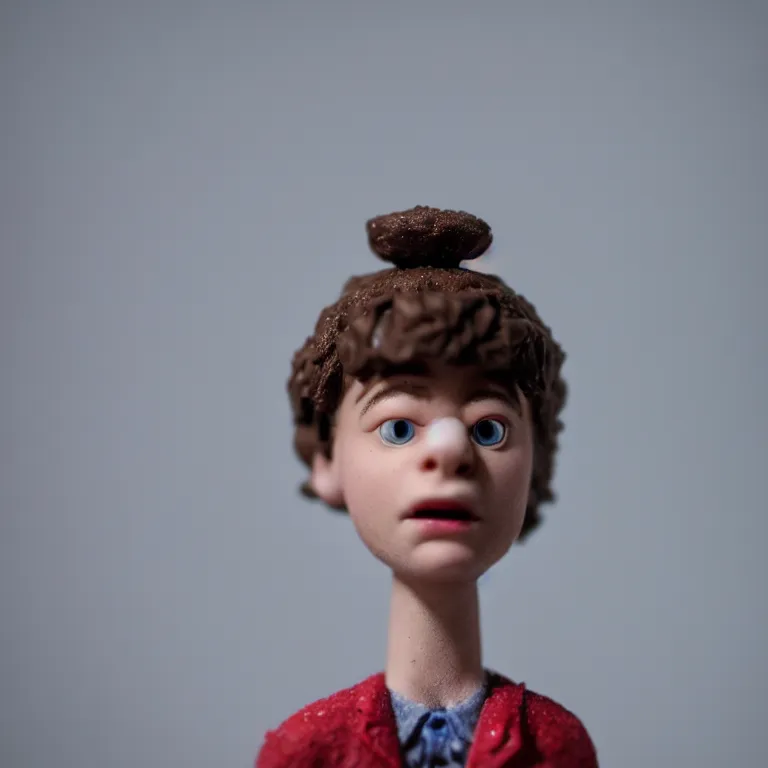 Image similar to a cinematic film still of a claymation stop motion film stranger things, portrait, shallow depth of field, 8 0 mm, f 1. 8