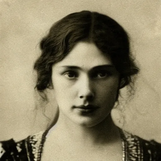 Prompt: headshot edwardian photograph of sophia tatum, gal gadot, 1 9 0 0, realistic face, 1 9 1 0 s, grainy, victorian, soft blur