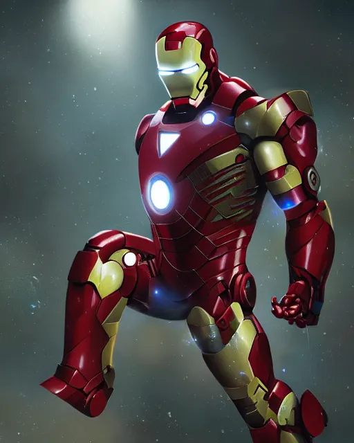 Prompt: ironman in a christmas themed suit, dynamic lighting, fantasy concept art, trending on art station, stunning visuals, creative, cinematic, ultra detailed