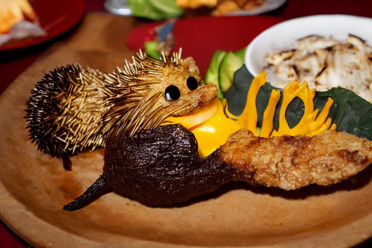 Prompt: grilled sonic the hedgehog, food photography