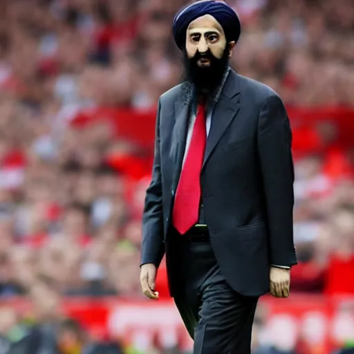 Image similar to Osama bin Laden as Manchester United manager, 8k, focused, epic quality, well lit,