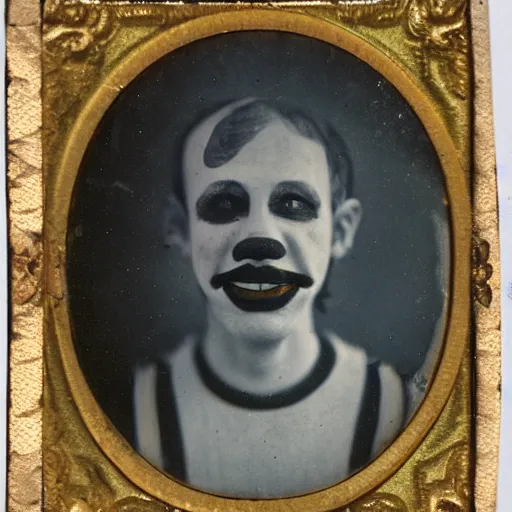 Image similar to underwater tintype photo of clown