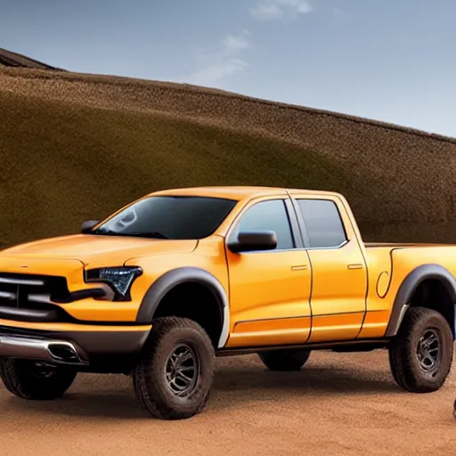Prompt: A Pickup truck designed and produced by McLaren, promotional photo
