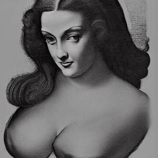 Prompt: a 1 9 5 0 s pin up, by leonardo da vinci