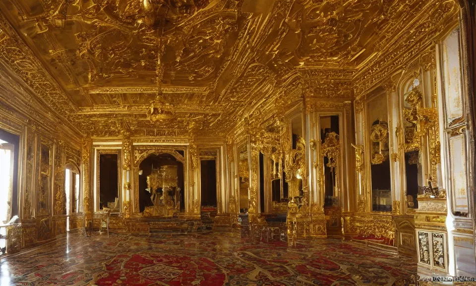 Image similar to interior shot of a beautiful golden oriental palace