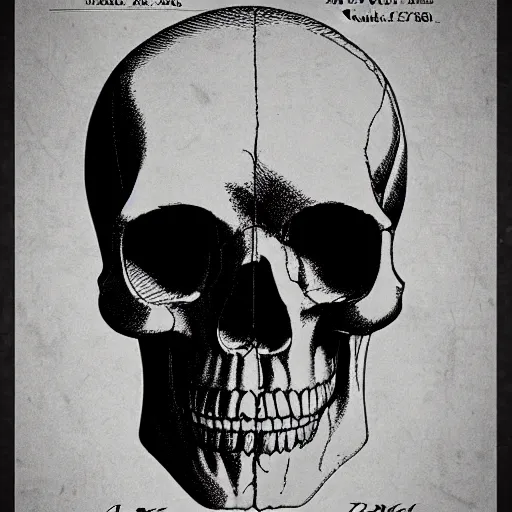 Prompt: us patent of a skull, detailed, 8 k