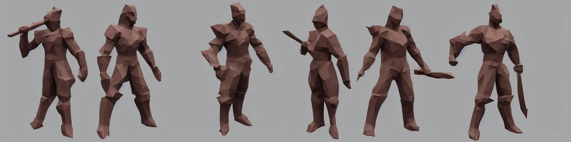 Prompt: a warrior, low poly, polygon, low poly character