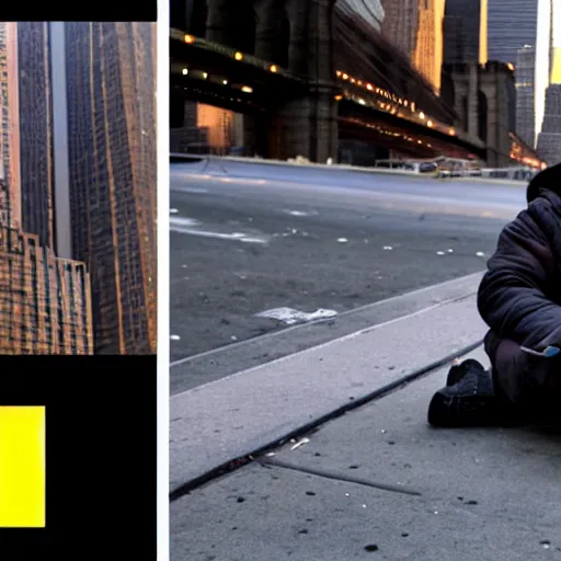 Image similar to homeless man new york city elon musk, 4k, award-winning cinematography