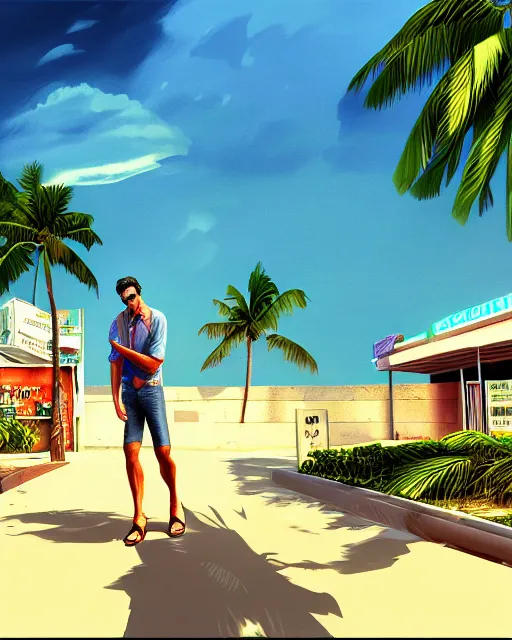 Image similar to tommy vercetti concept art, illustration, sketch, award - winning photo, smooth, 4 k hdr, high definition