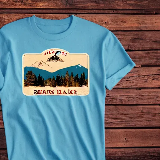 Prompt: souvenir, big bear lake California themed, t-shirt design, t-shirt photography, bears, mountains, lakes, trees