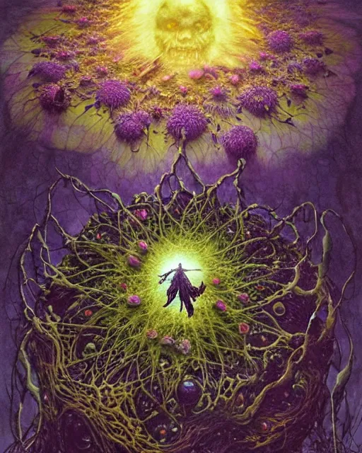 Image similar to the platonic ideal of flowers, rotting, insects and praying of cletus kasady carnage thanos dementor wild hunt doctor manhattan chtulu mandelbulb mandala howl's moving castle the witcher davinci heavy rain, d & d, fantasy, ego death, decay, dmt, psilocybin, concept art by greg rutkowski and ruan jia