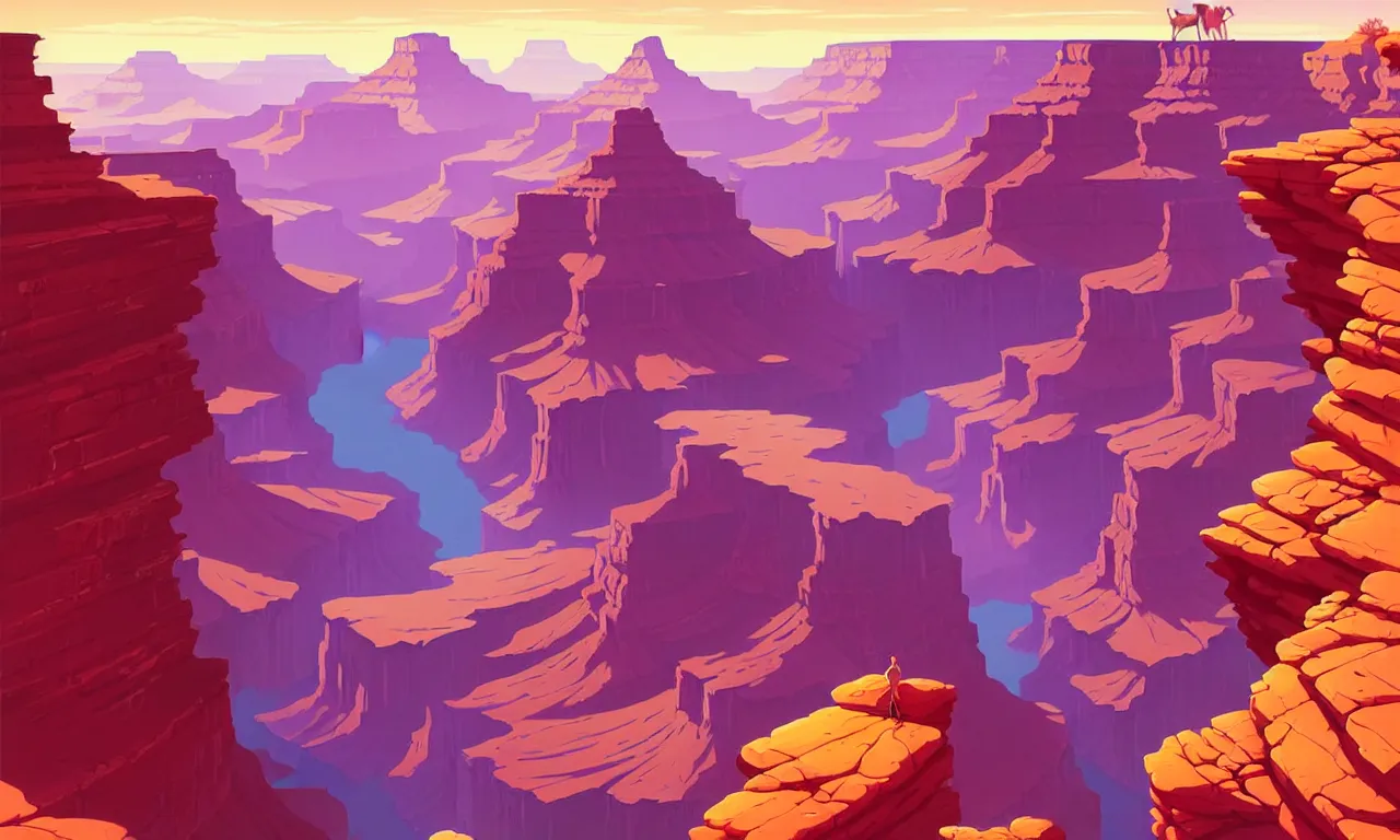 Image similar to beautiful grand canyon, vector art behance hd by Jesper Ejsing, by RHADS, Makoto Shinkai and Lois van baarle, ilya kuvshinov, rossdraws global illumination