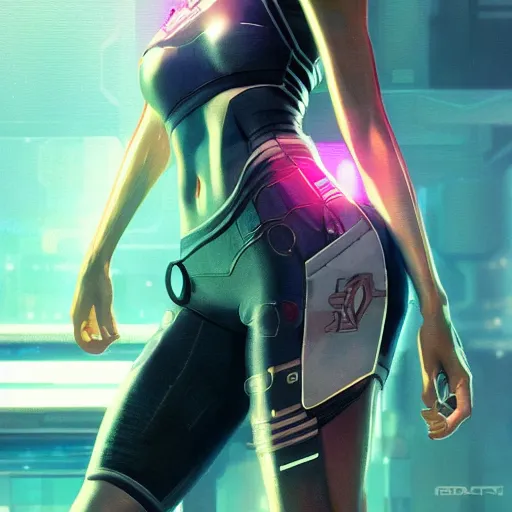 Prompt: an athletic humanoid girl, cyberpunk 2070, synthwave, highly detailed, digital painting, artstation, concept art, sharp focus, illustration, art by artgerm and greg rutkowski and alphonse mucha