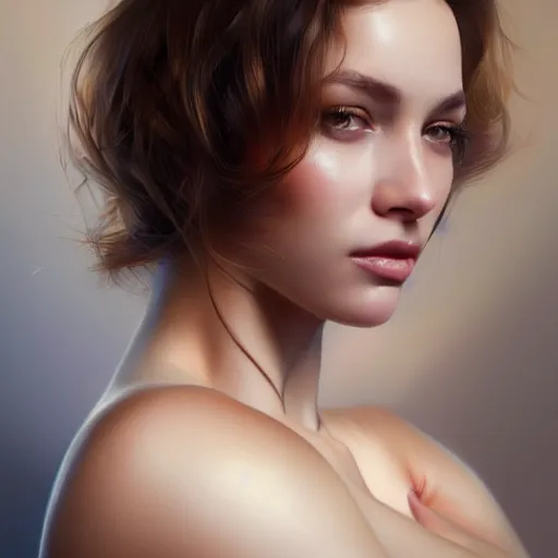 Prompt: a portrait of a very beautiful woman with a thin scar across her left cheek, brown eyes, shoulder-length brown hair, illustration, soft lighting, soft details, painting oil on canvas by mark arian by artgerm, trending on artstation, 4k, 8k, HD