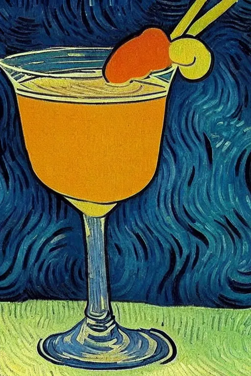 Prompt: painting of a smoking cocktail by vincent van gogh