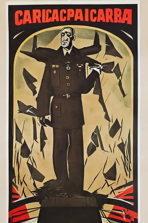 Prompt: caracal big floppa as a dictator, great leader, propaganda poster