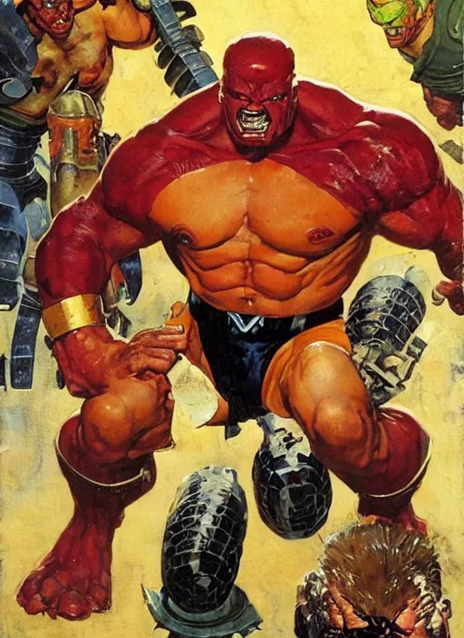 Prompt: full body and head portrait of marvel mutant juggernaut, dynamic action, painted by norman rockwell and phil hale and greg staples and tom lovell and frank schoonover and jack kirby