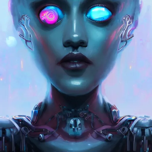 Prompt: portrait of a beautiful cybernetic queen of the damned, cyberpunk concept art by pete mohrbacher and artgerm and wlop and greg rutkowski and deathburger, digital art, highly detailed, intricate, sci-fi, sharp focus, Trending on Artstation HQ, deviantart, unreal engine 5, 4K UHD image