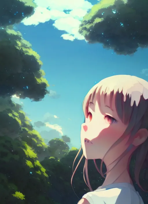 Prompt: portrait of cartoon girl, cloudy sky background lush landscape illustration concept art anime key visual trending pixiv fanbox by wlop and greg rutkowski and makoto shinkai and studio ghibli