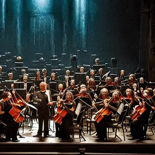 Image similar to the last orchestra, extremely detailed claymation art, extremely realistic, dark, moody, foggy