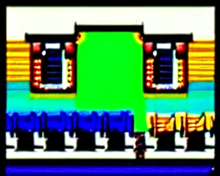 Image similar to Pixel art of a rural gas station at dusk, in the style of 1981 Video Games, 4bit, CGA, 16 colors, high contrast