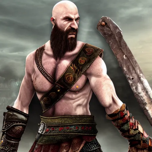 Image similar to Kratos wearing islamic clothes